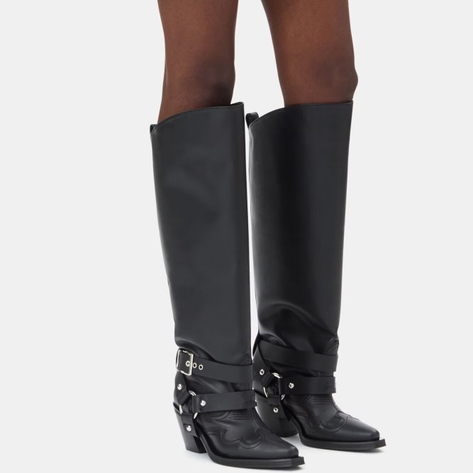 Women'S Fashion Knee High Boots - Bottes de Cowboy hautes en cuir