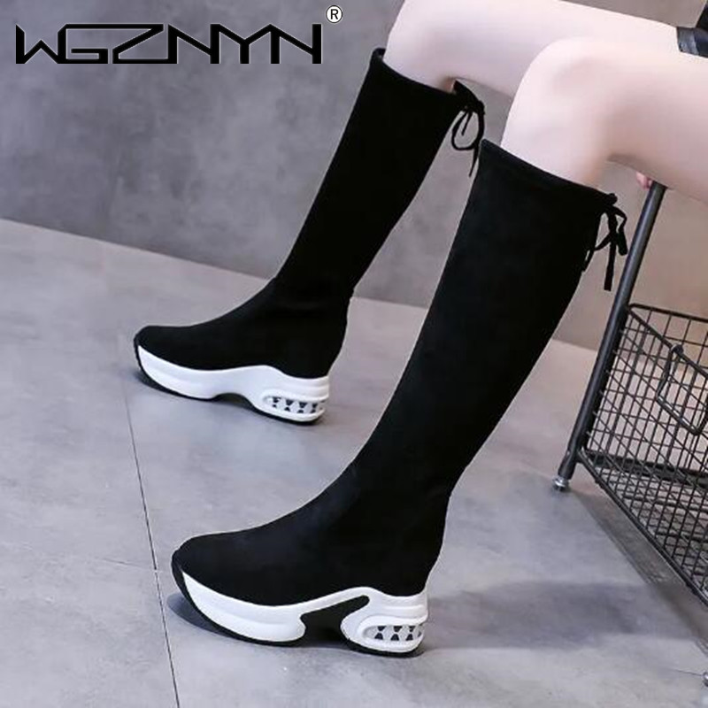 Women'S Fashion Knee High Boots - Bottes longues à plateforme épaisse pour