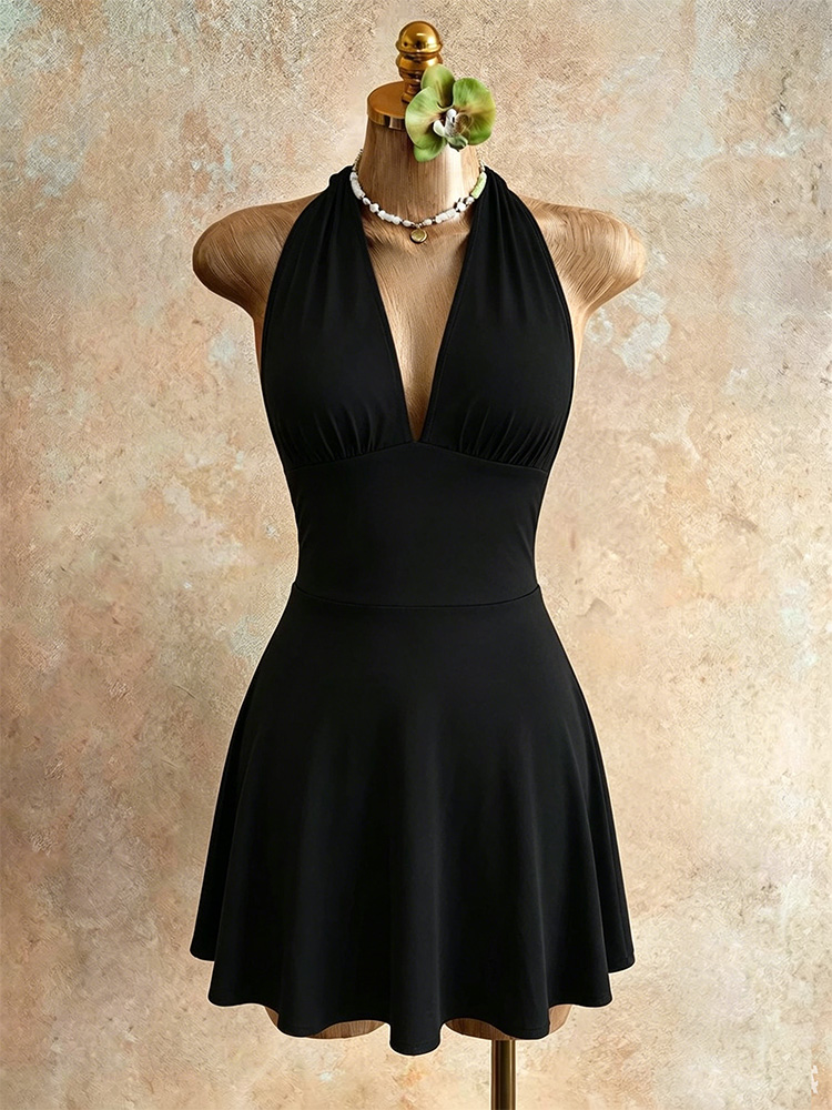 Women Fashion Necktie - Robe moulante plissée sexy d'été à
