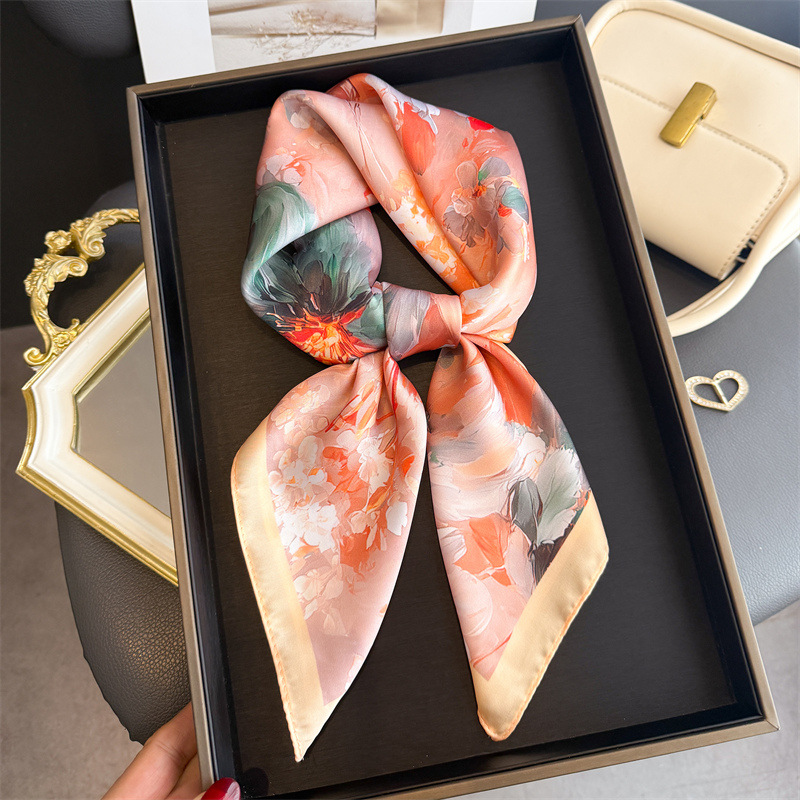 Foulard carré en soie imprimé  - Women Fashion Necktie avis et prix